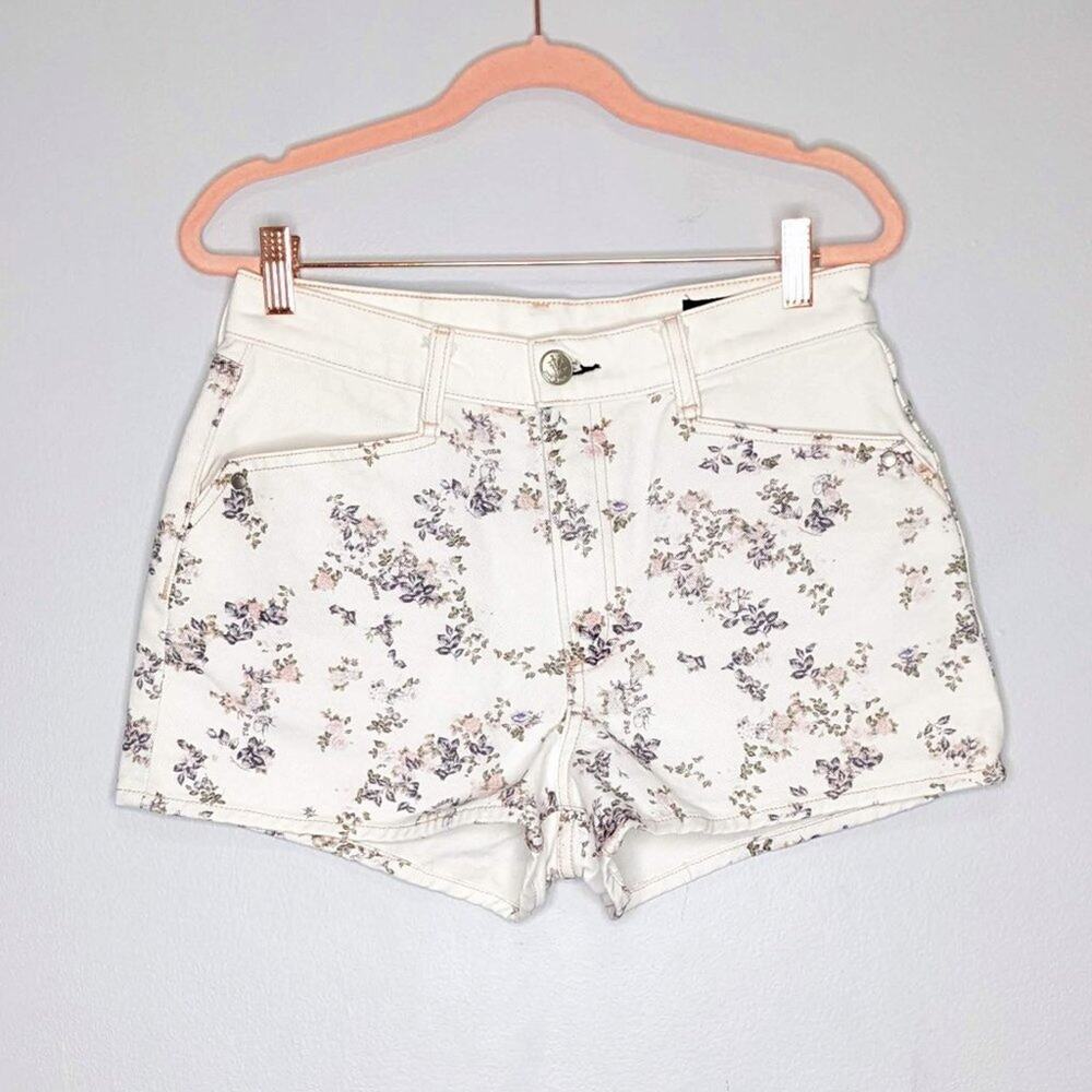 Rag & Bone White Micro Floral Denim Ellie Shorts Size 27 NWT